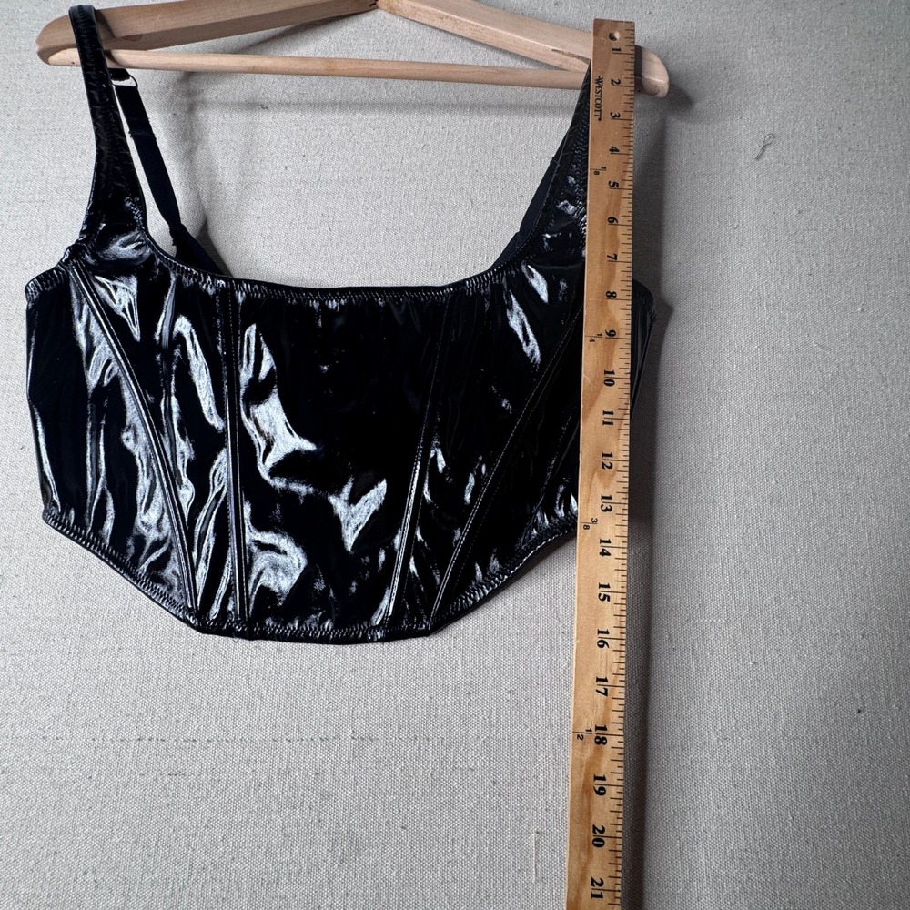 Out From Under Patent Leather Corset Top Black Boned Large Y2K - Picture 4 of 7